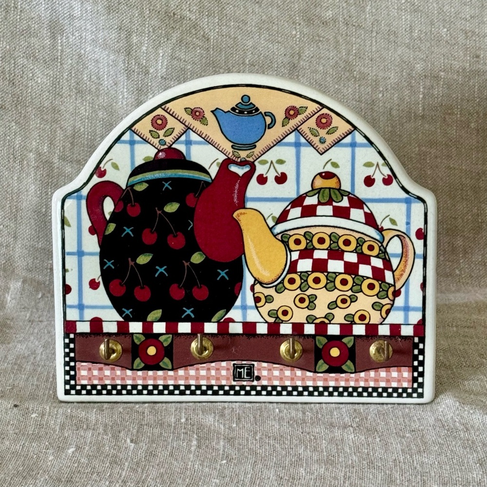vintage Mary Engelbreit teapots ceramic key holder